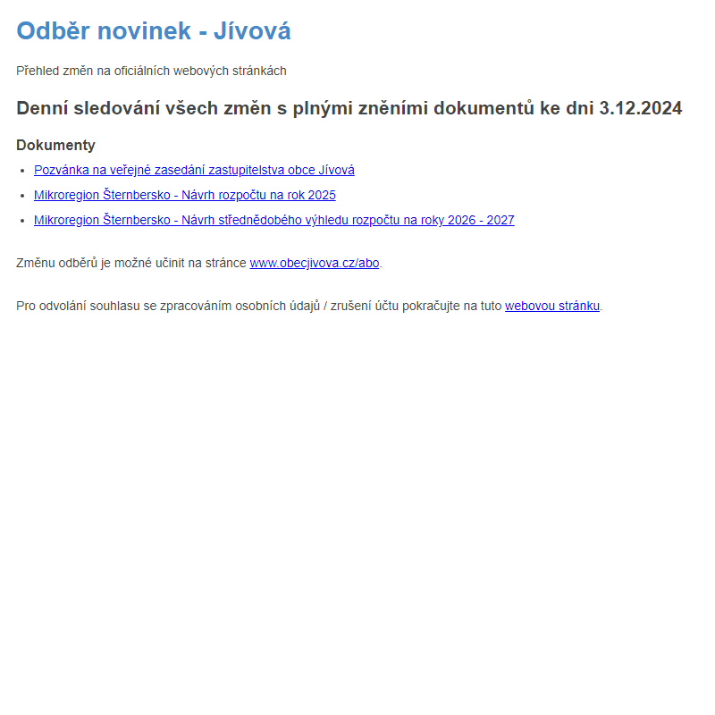 Odběr novinek (3.12.2024)