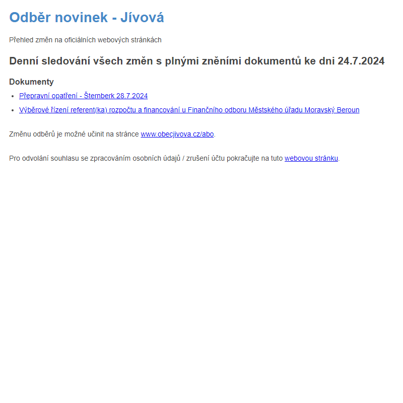 Odběr novinek (24.7.2024)