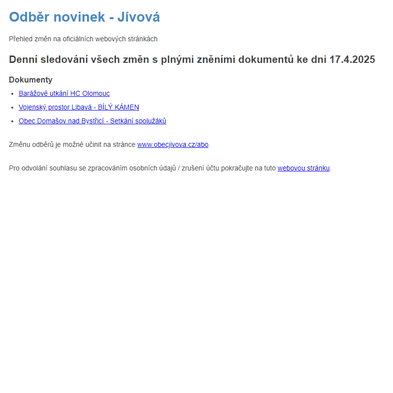 Odběr novinek (17.4.2025)