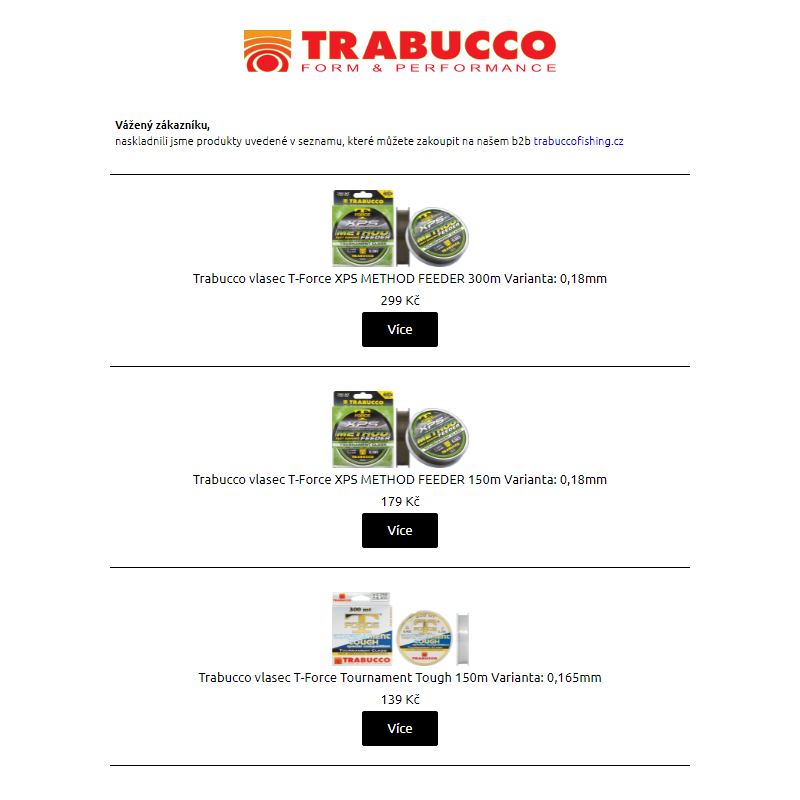 Trabucco - naskladnění produktů