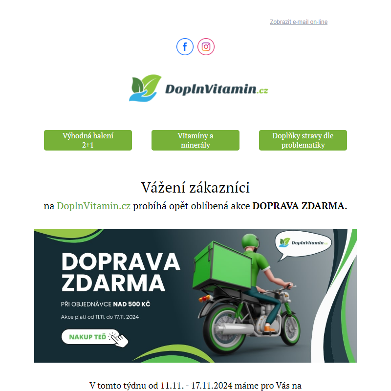 Doprava ZDARMA při objednávce nad 500 Kč