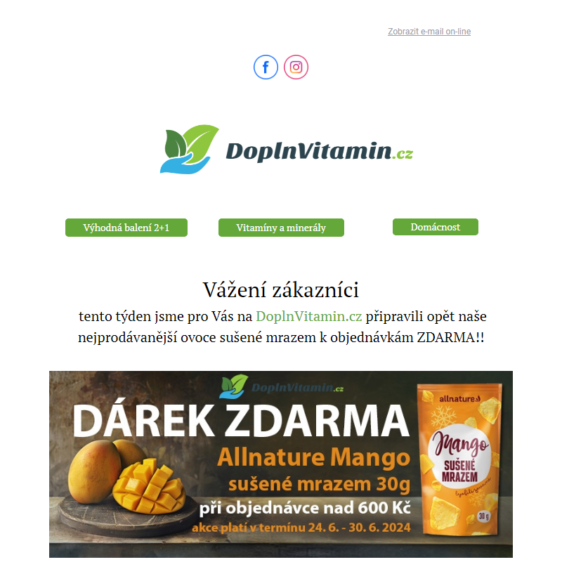 Mango sušené mrazem k objednávkám nad 600 Kč ZDARMA.