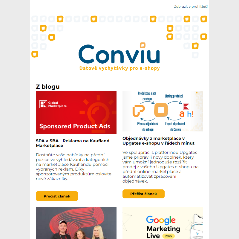 _Nový doplněk Conviu pro Upgates + novinky z Google, Kauflandu i Skliku