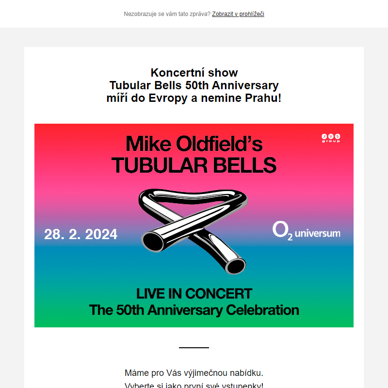 Exkluzivní předprodej koncertní show MIKE OLDFIELD'S TUBULAR BELLS