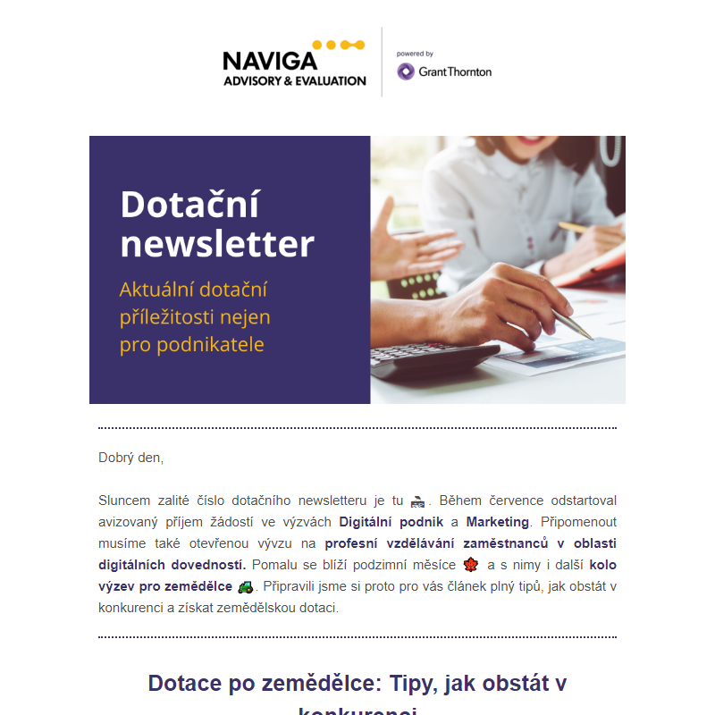 Dotační newsletter: Jak na zemědělské dotace a podpora digitalizace