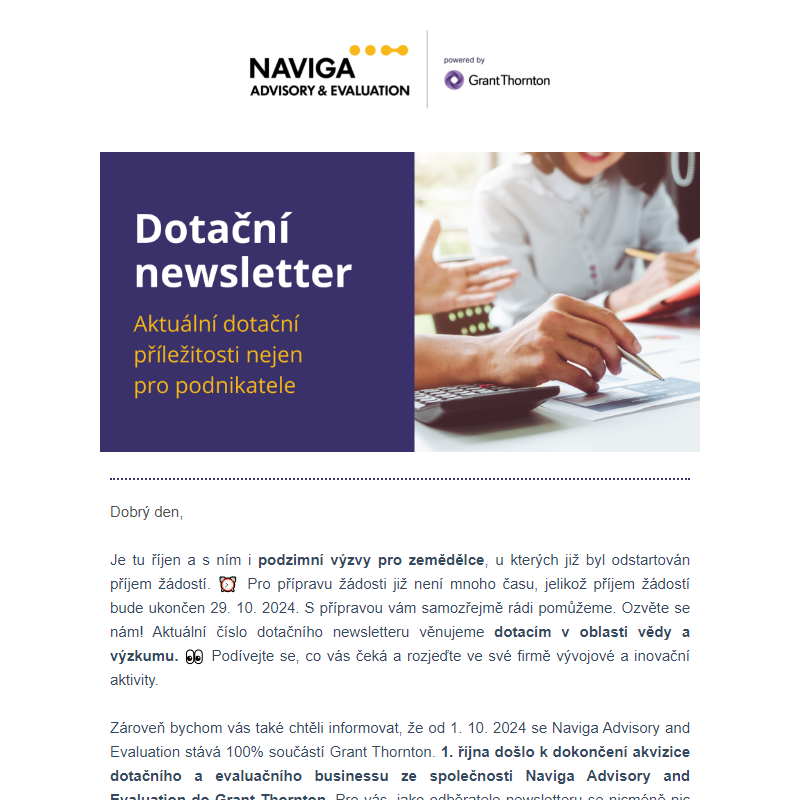 Dotační newsletter: Podpora firemního výzkumu a vývoje