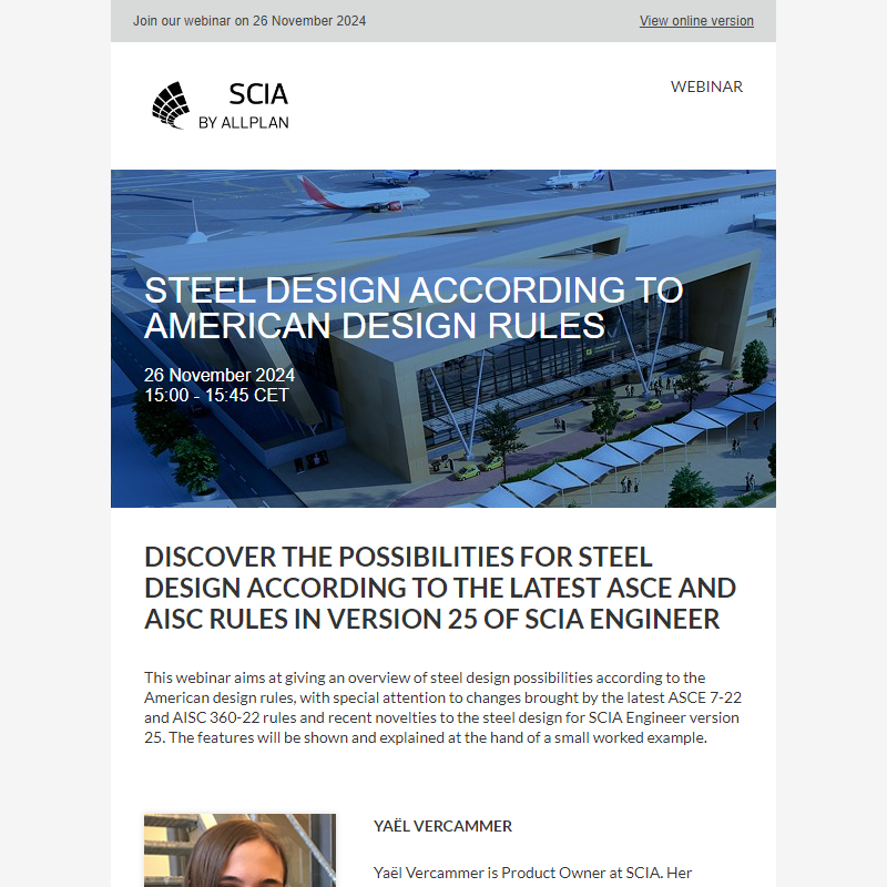 Attend our webinar on  Steel design according to American design rules