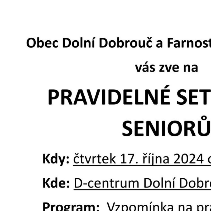 Pravidelné setkávání seniorů 17. 10. 2024