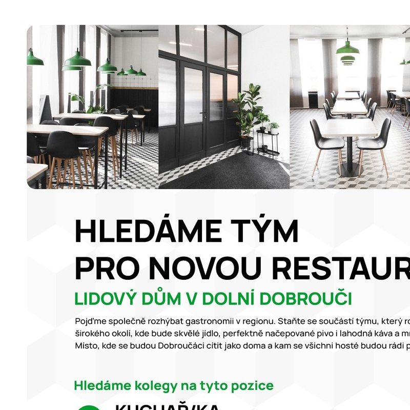 Lidový dům v Dolní Dobrouči - hledáme tým pro novou restauraci