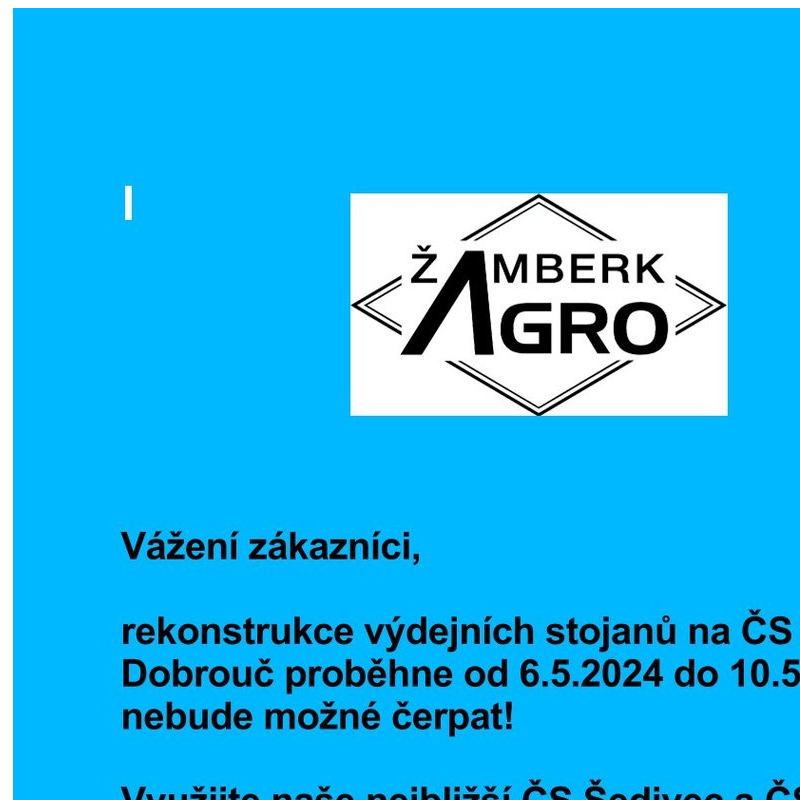Agro Žamberk ČS - rekonstrukce výdejních stojanů