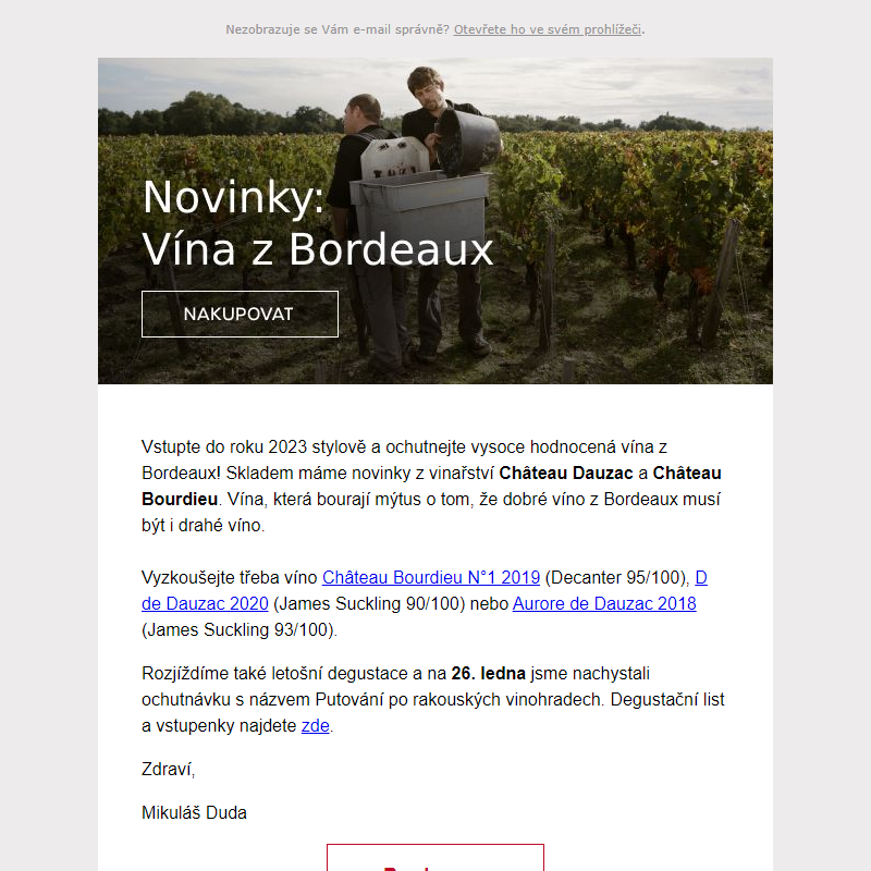_ Do nového roku s Bordeaux: _Vysoce hodnocené novinky skladem!