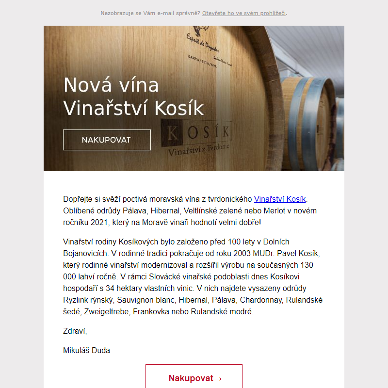 _ Pálava, Hibernal nebo Merlot: _Dorazila nová vína z oblíbeného Vinařství Kosík!