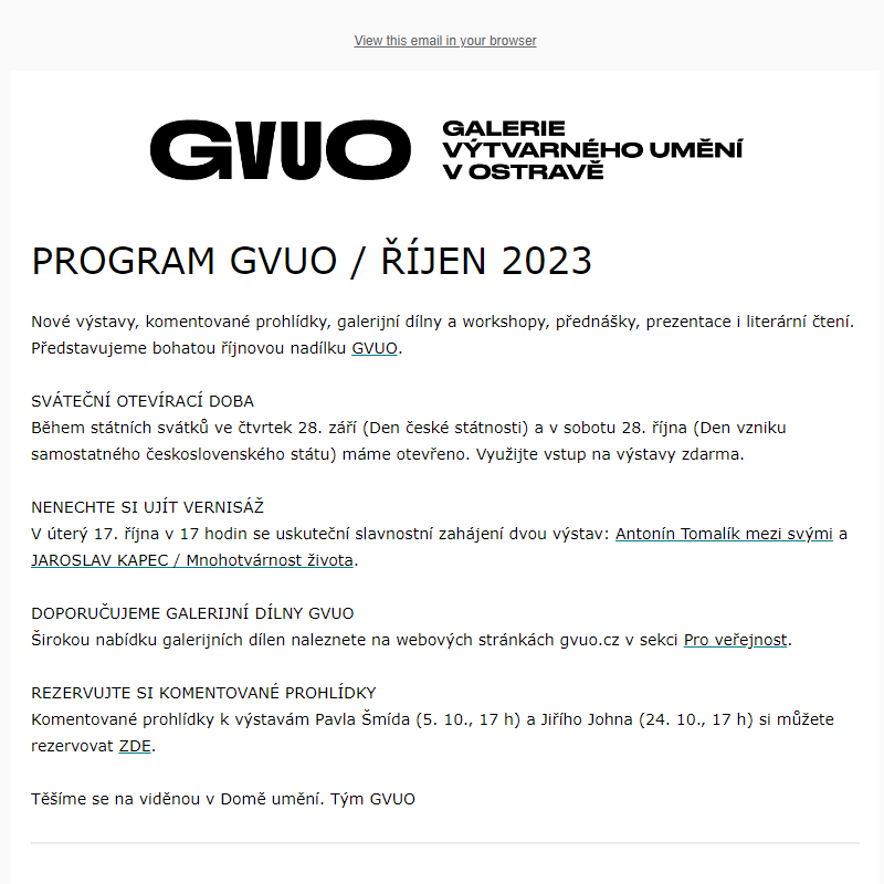 GVUO program ŘÍJEN 2023