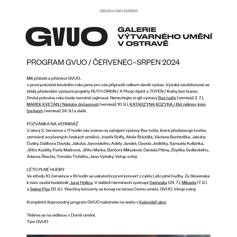 GVUO program ČERVENEC–SRPEN 2024