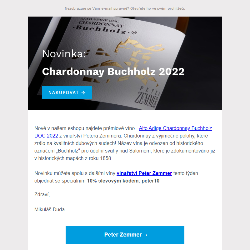 _Sleva na vína Petera Zemmera: Včetně novinky Chardonnay Buchholz 2022!