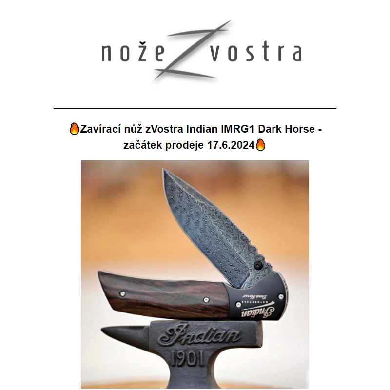 _Zavírací nůž zVostra Indian IMRG1 Dark Horse - začátek prodeje 17.6.2024_