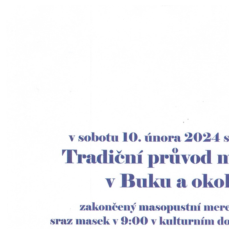 Pozvání na masopust v obci Buk 10.2.2024