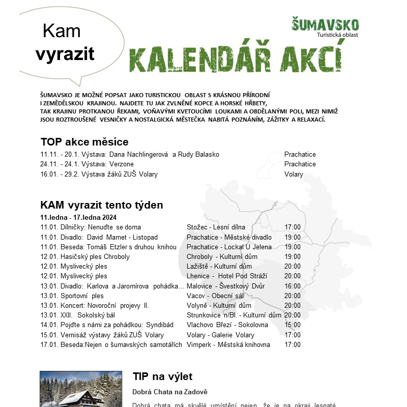 Kalendář akcí Šumavsko 11.1.2024 - 17.11.2024