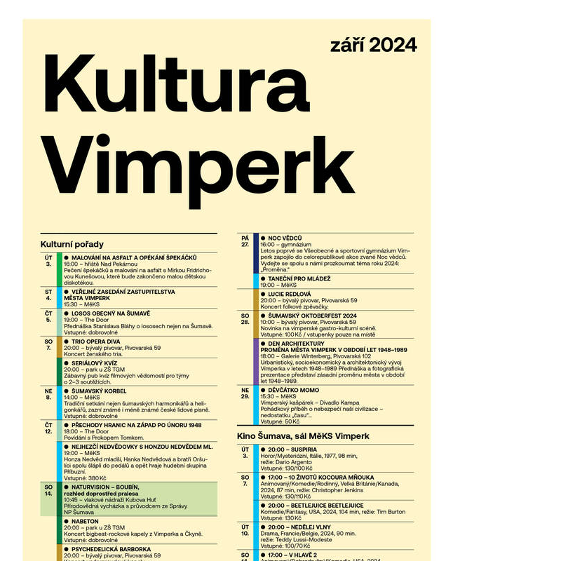 Kultura Vimperk - září 2024