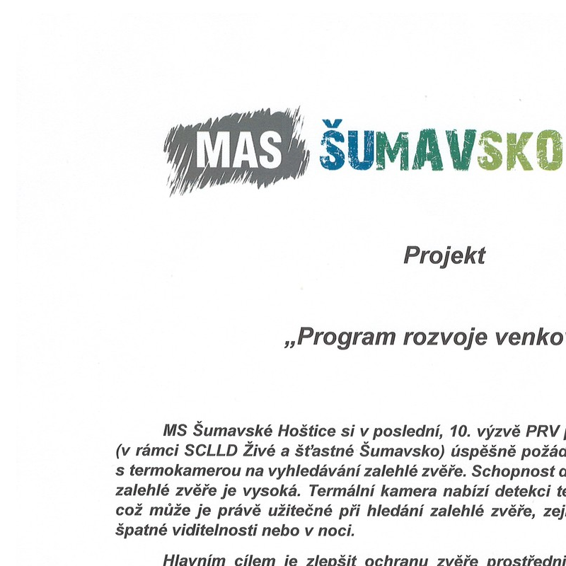 Podpora MS Šumavské Hoštice - Buk ze strany MAS Šumavsko, z.s.