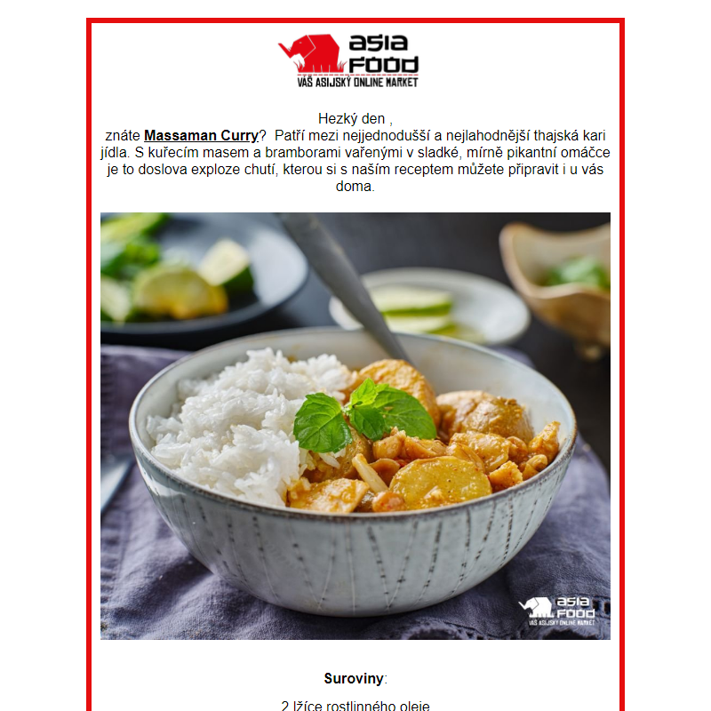 Týdenní recept - Thai Chicken Massaman Curry.