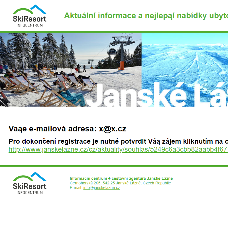 Registrace do newsletteru www.janskelazne.cz