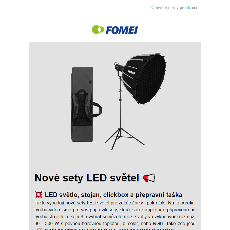 Nové kity LED světel s rychloskládacími softboxy