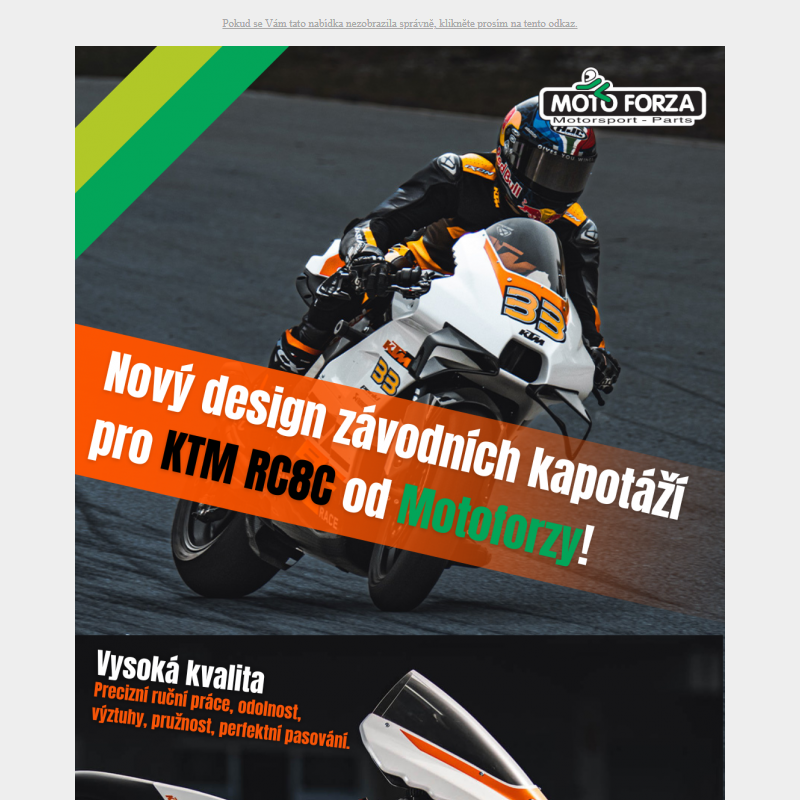 Nová KTM RC8C má kapotáže Motoforza