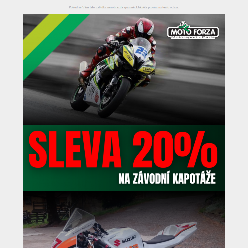 SLEVA 20% na závodní kapotáže!