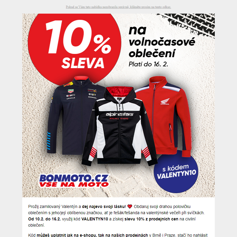 Valentýnská akce 10% na volnočasové oblečení