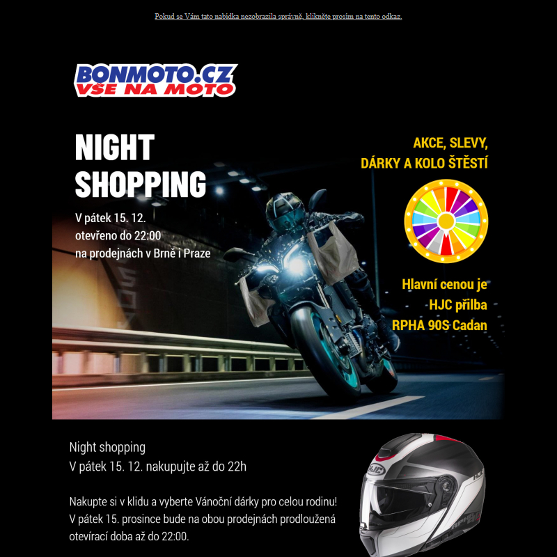 Night shopping - v pátek 15. 12. nakupujte až do 22h