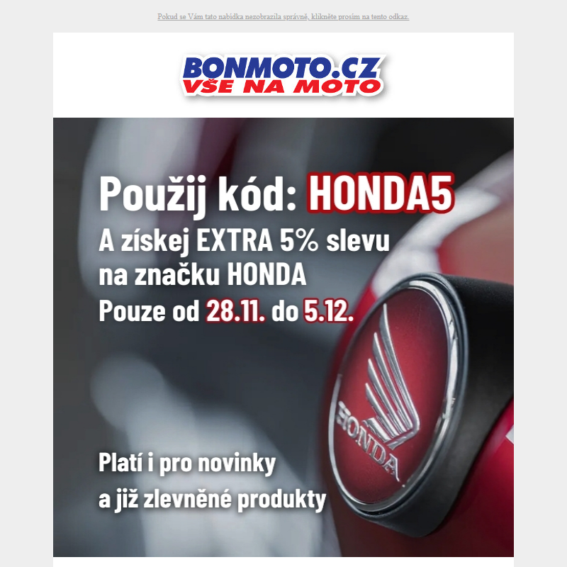 _ EXTRA SLEVA na civilní oblečení Honda _