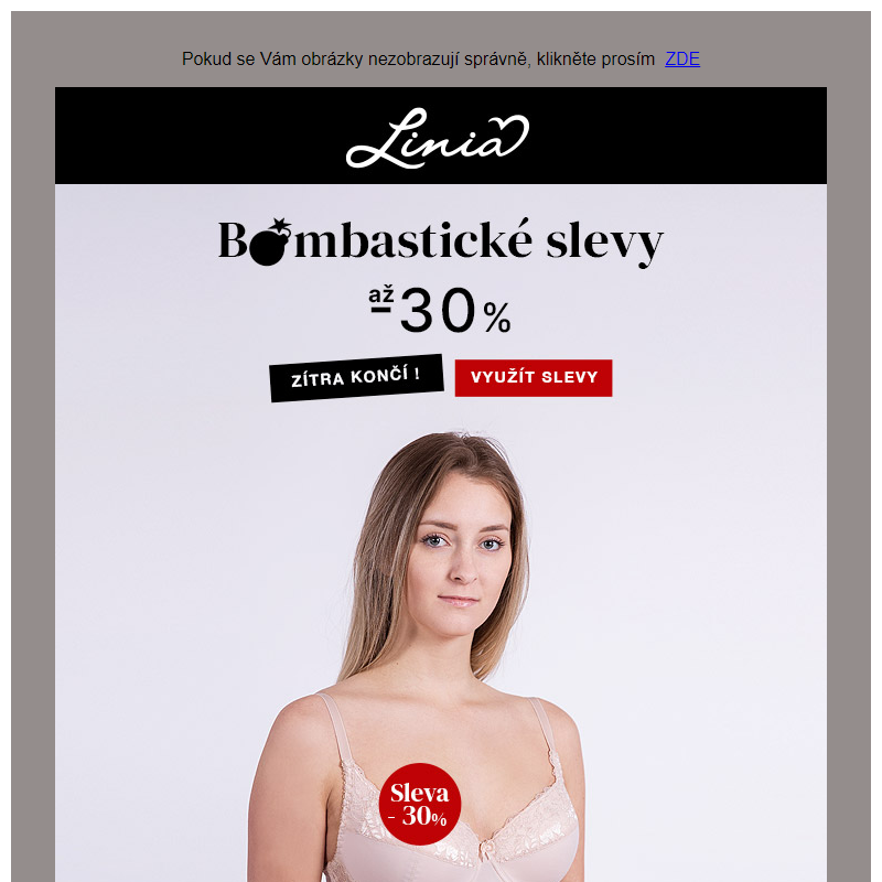 Zítra končí ! Bombastické slevy - Linia.cz