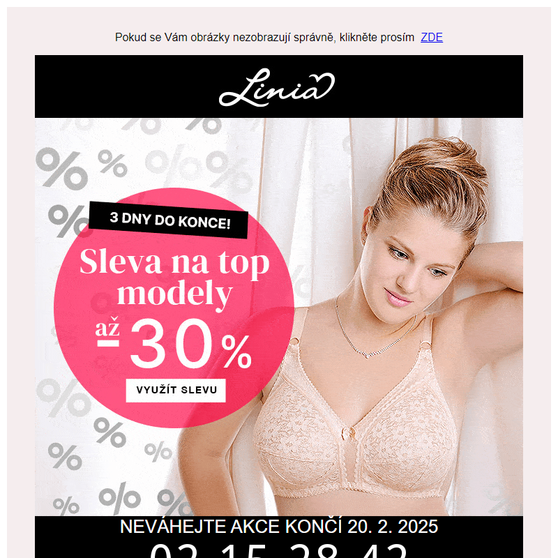 Zbývají 3 dny ! Sleva na top modely - Linia.cz