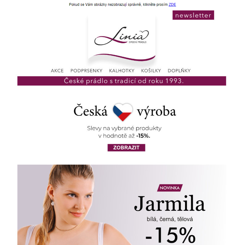 Česká výroba - Slevy až 15% - Linia.cz
