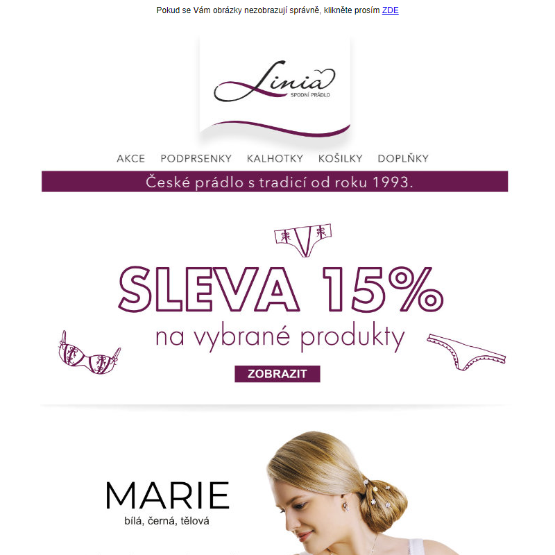 Slevy na vybrané produkty ve výši 15% - Linia.cz