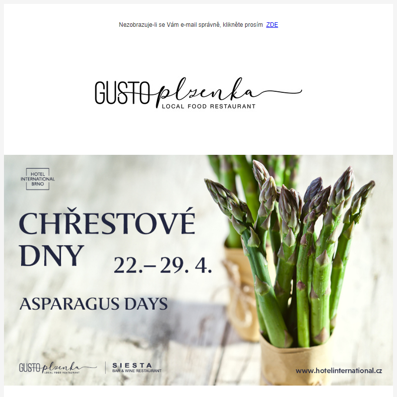 CHŘESTOVÉ DNY  GUSTO RESTAURANT  22. - 29. 4. 2024