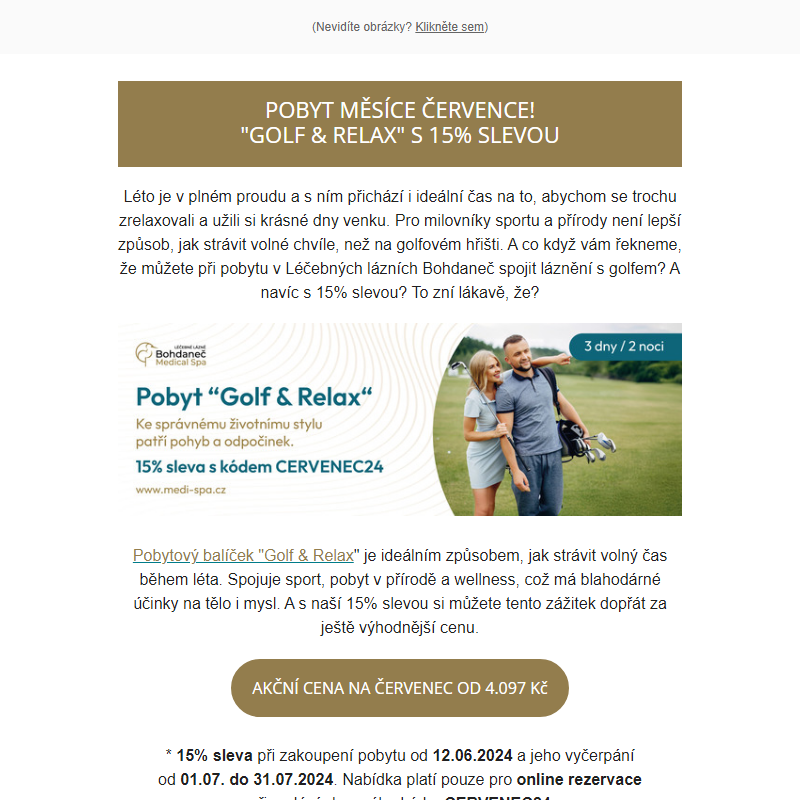 Pobyt Golf & Relax s 15% slevou! ______