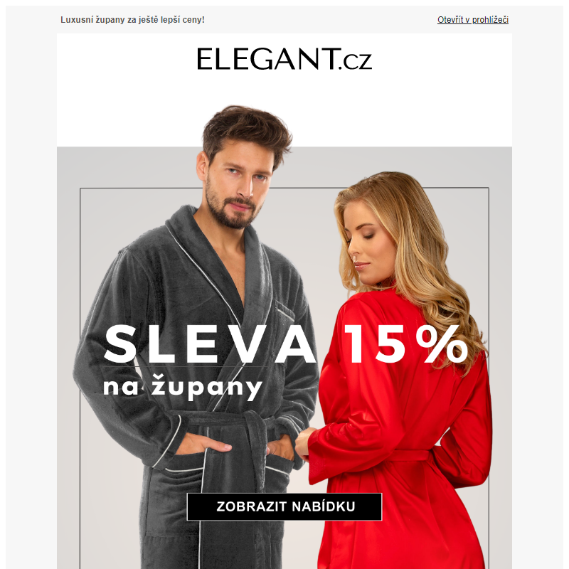 Užijte si 15% slevu na župany během Dnů relaxace na Elegant.cz.