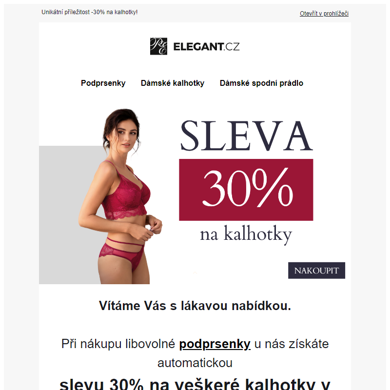 AKCE! -30% na kalhotky při nákupu jakékoli podprsenky!_