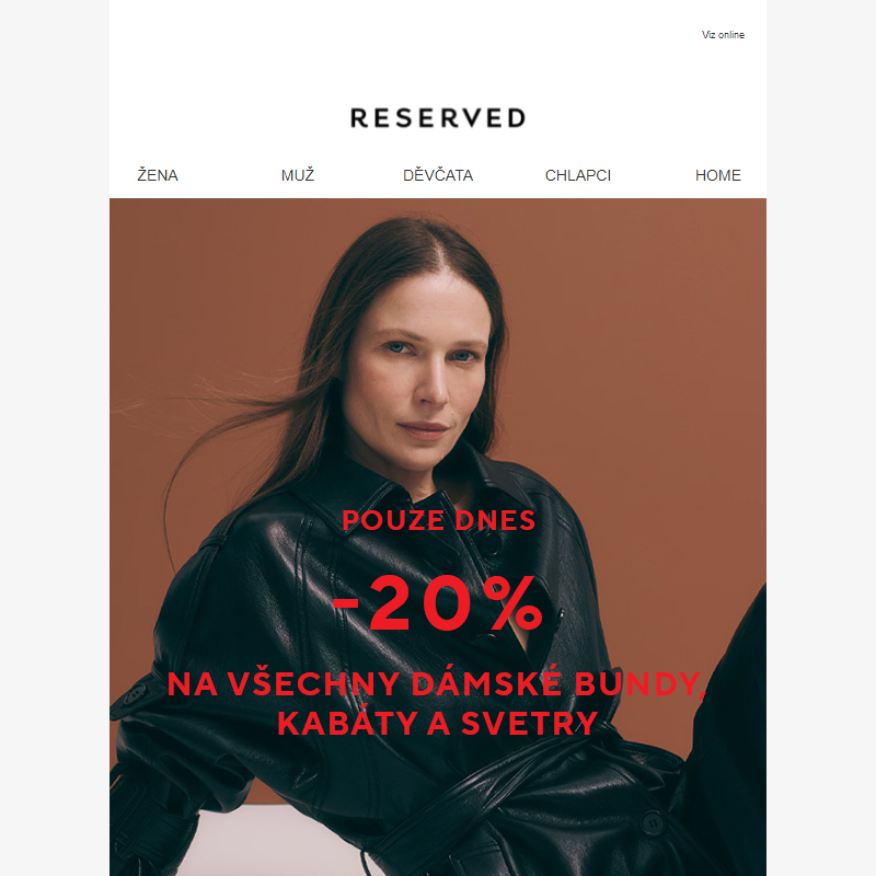 -20 % na všechny dámské bundy, kabáty a svetry