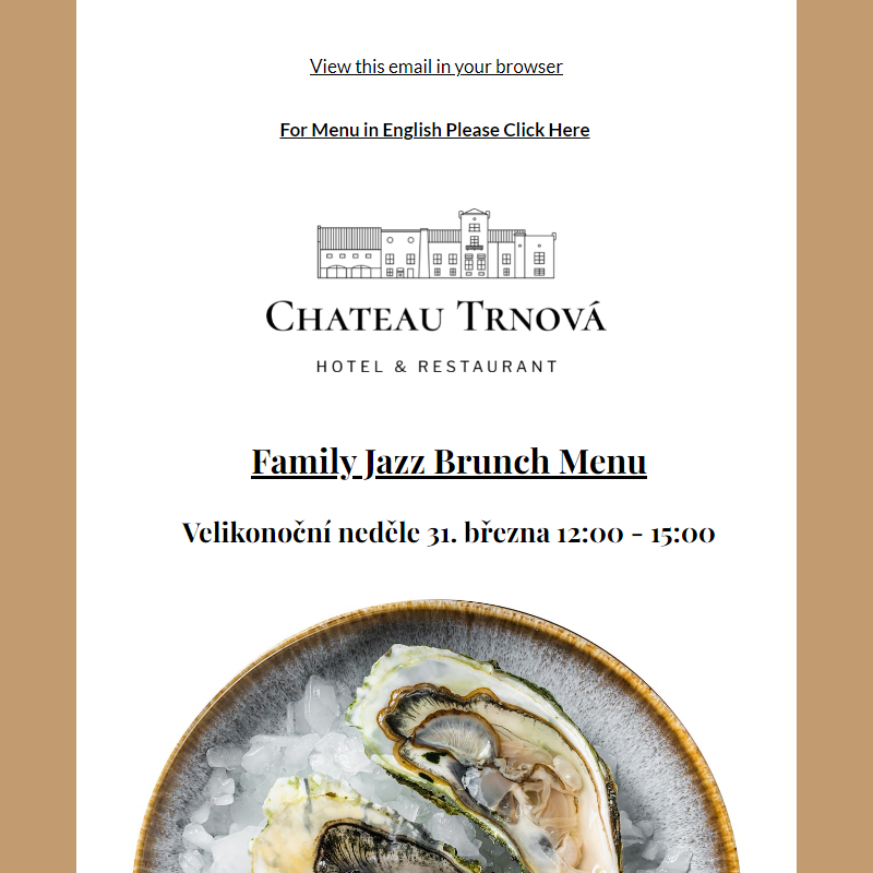 Family Jazz Brunch Menu | Eventy na Zámku