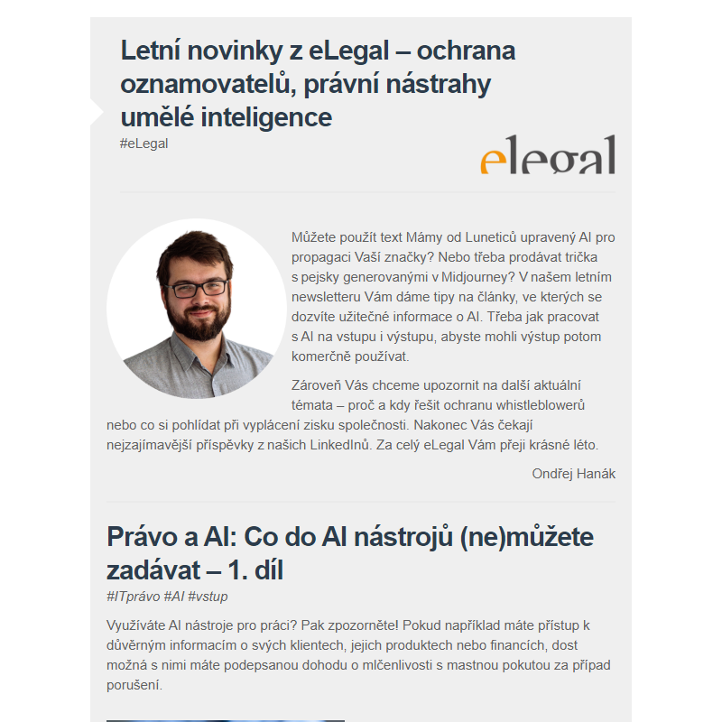 __ Letní newsletter eLegal
