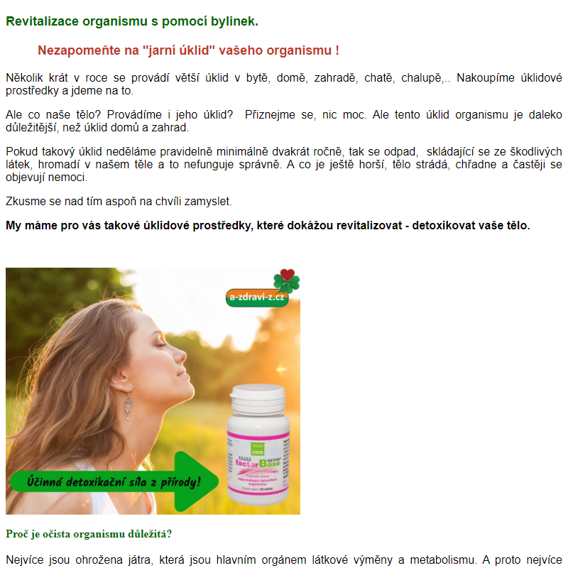 Informace pro naše zákazníky - e-shop www.a-zdravi-z.cz   Detoxikace