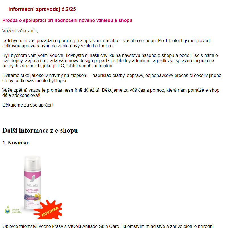 Informace pro naše zákazníky - e-shop a-zdravi-z.cz