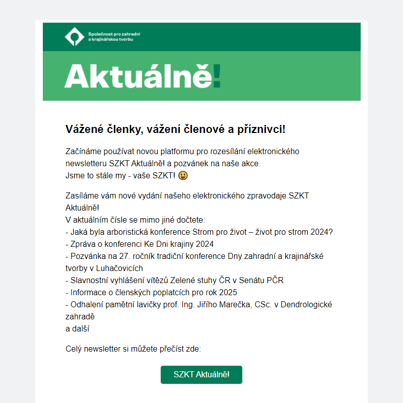 Nový Newsletter SZKT Aktuálně! __ 9, 10/2024