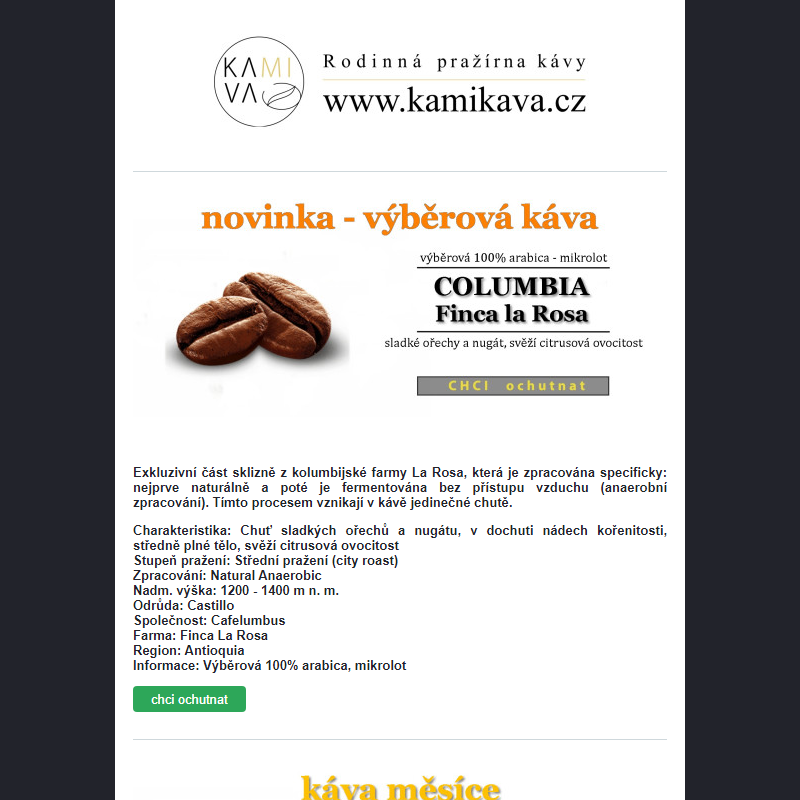 Novinka v pražírně - Columbia Finca La Rosa