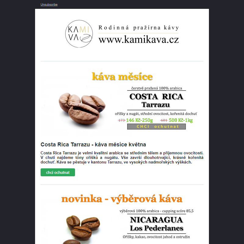 Kamikava - květnové novinky v pražírně