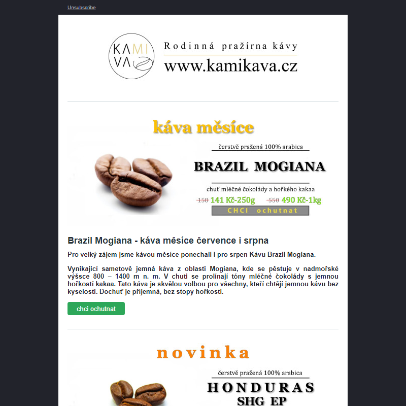 Kamikava - srpnové novinky v pražírně