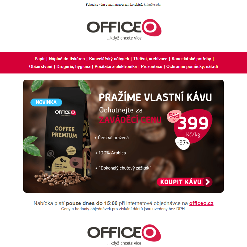 __ Pražíme vlastní kávu OFFICEO. Ochutnejte za výjimečnou cenu 399 Kč